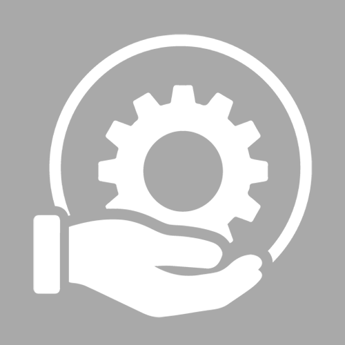help icon of gear and hand