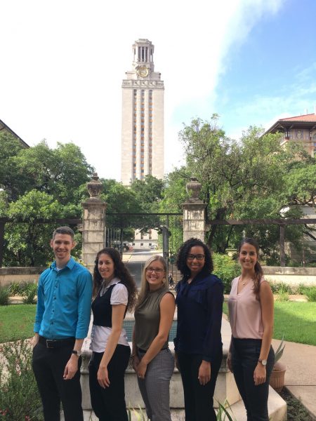 2018 to 2019 residency class group photo in front of UT Tower
