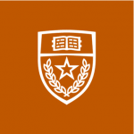 Graphic of white UT shield on burnt orange background
