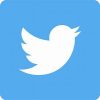 Twitter logo of white bird on sky blue square