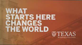 What Starts Here Changes The World written on burnt orange background