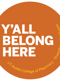 Y'all belong here poster image with burnt orange background and white text that reads, "Y'all belong here."