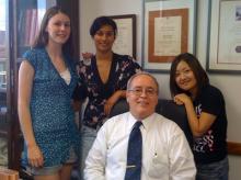 photo of Patrick J. Davis and students