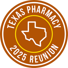 Texas Pharmacy 2025 Reunion logo with shape of state of Texas in center