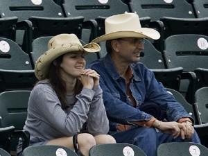 Watching the Longhorn University of Texas Longhorn baseball batting practice with my daughter Monica.