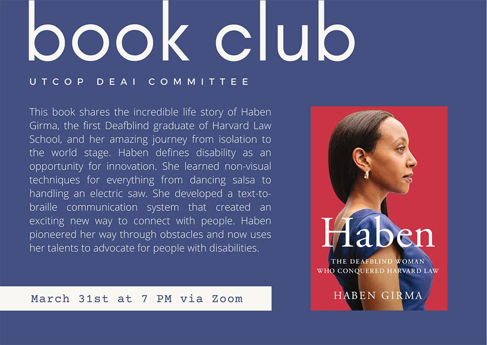 DEAI book club flyer for Haben