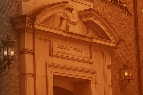 College of Pharmacy building with burnt orange overlay