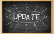 The word update written on a chalkboard