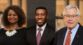 Headshots of Dr. Jamie C. Barner, Dr. Emmaneul Enwere and Dr. M. Lynn Crismon.