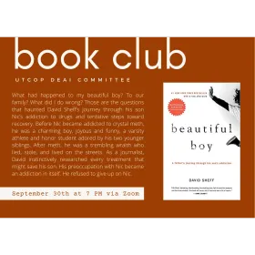 Global Social Club Book Club Flyer for September 2021 - Beautiful Boy by David Sheff