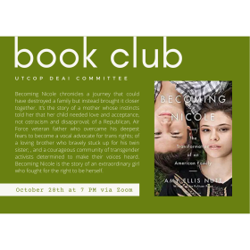 Global Social Club Book Club flyer for October 2021 - Becomin Nicole by Amy Ellis Nutt