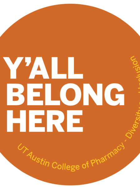 graphic button saying "y'all belong here"
