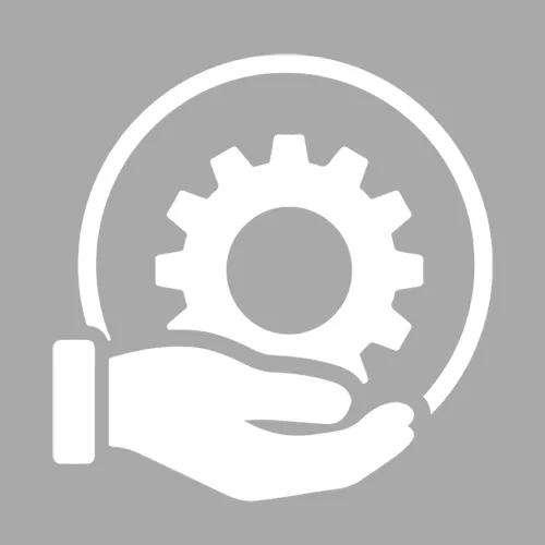 help icon of gear and hand